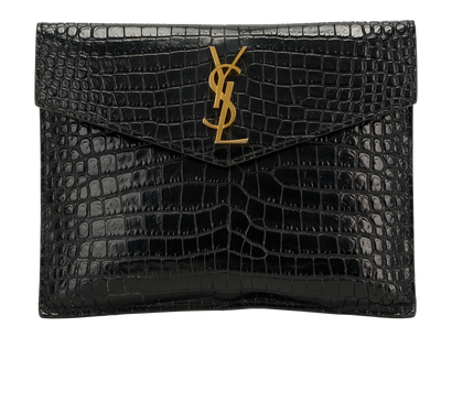 Saint Laurent Envelope Pouch, &pound;350, Accessories, Black, Leather, Front view